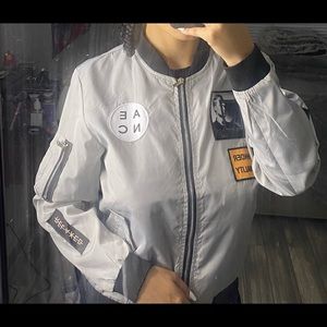 Grey Graphic Bomber jacket